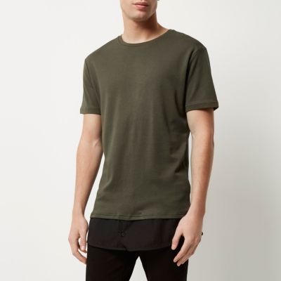 Green mock shirt longline t-shirt